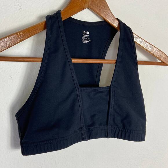 Tonic T-Strap Racerback Sports Bra Size S Black Stretch Knit‎ Lightly Lined - Picture 2 of 6